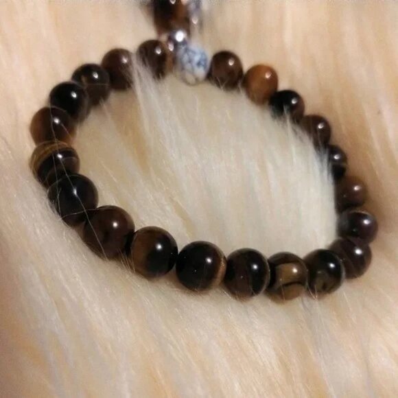 4/20 Magnetic Connection Bracelet Set Tiger Eye Stone and Marbled Volcanic Stone - Picture 3 of 5